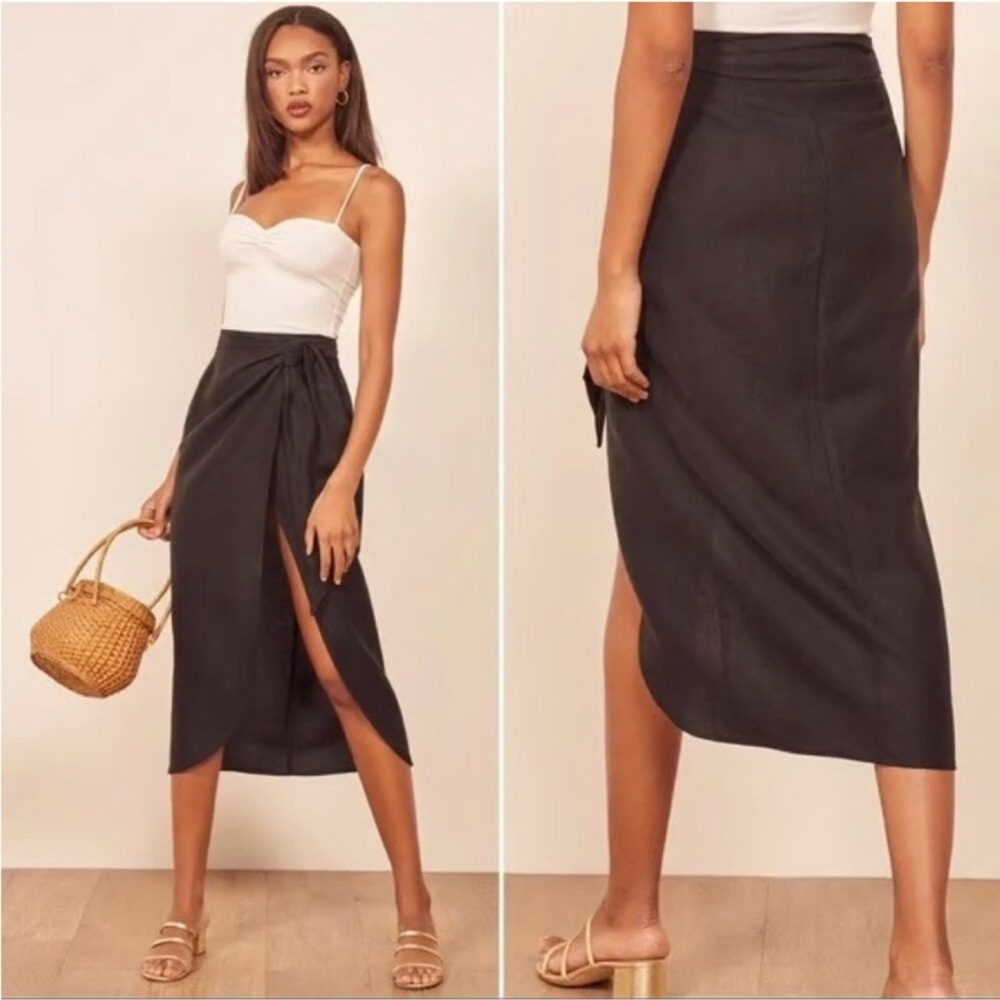 Reformation Classic Black Skirt Wrap